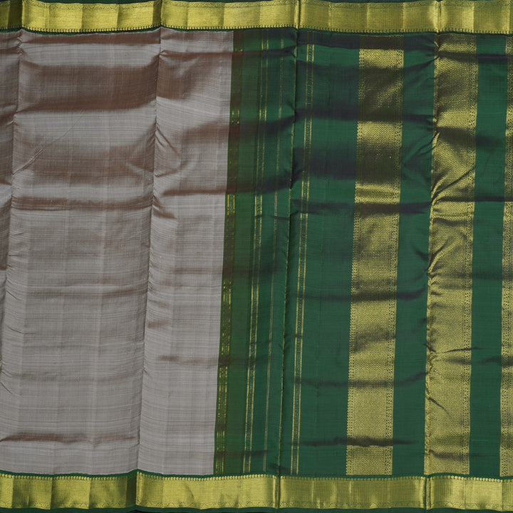 Hayagrivas Grey Handloom Kanjivaram Ten Yards Madisar Silk Saree with Bottle Green Border BBD1440L9-3
