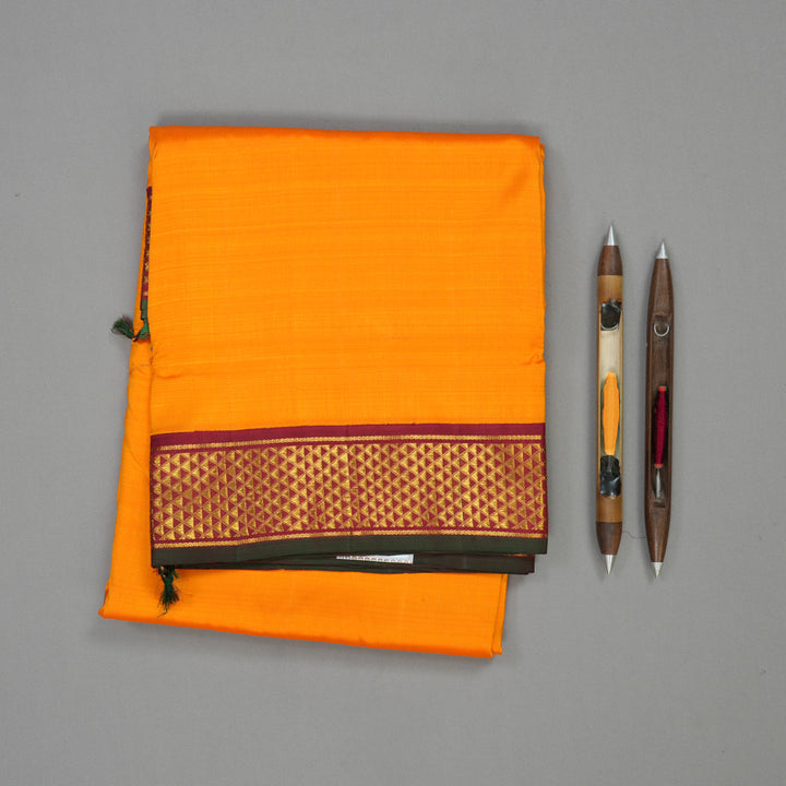 Hayagrivas Handloom Orange Kanjivaram Nine Yards Silk Saree with Maroon BBD1440L9-4