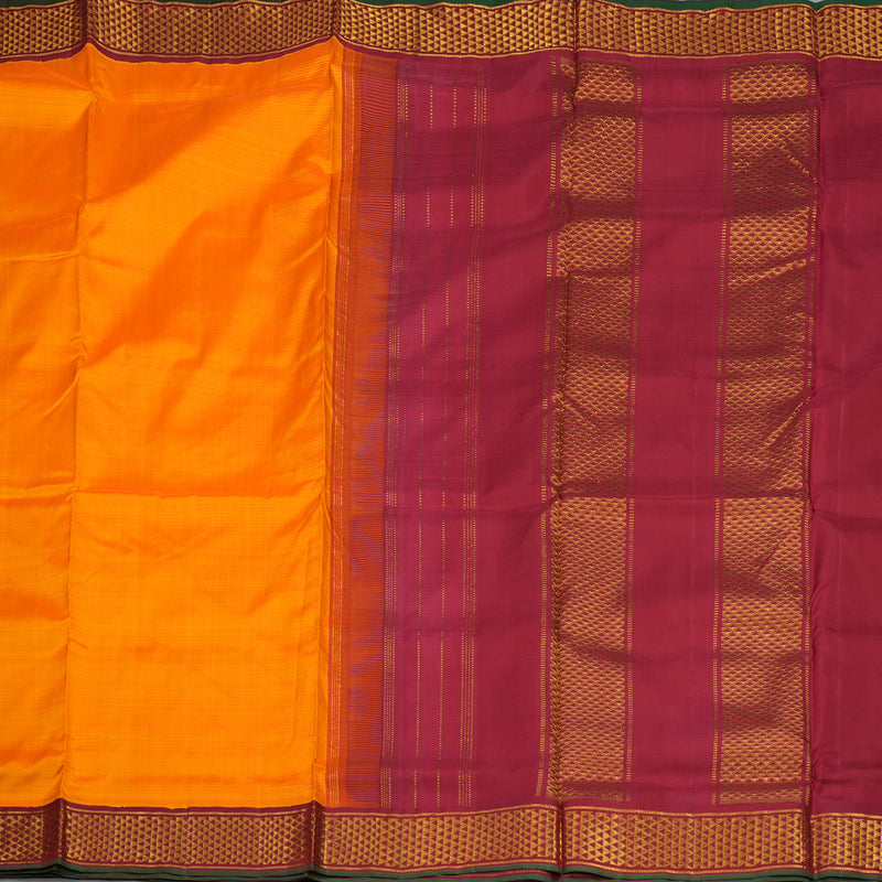 Hayagrivas Handloom Orange Kanjivaram Nine Yards Silk Saree with Maroon BBD1440L9-4