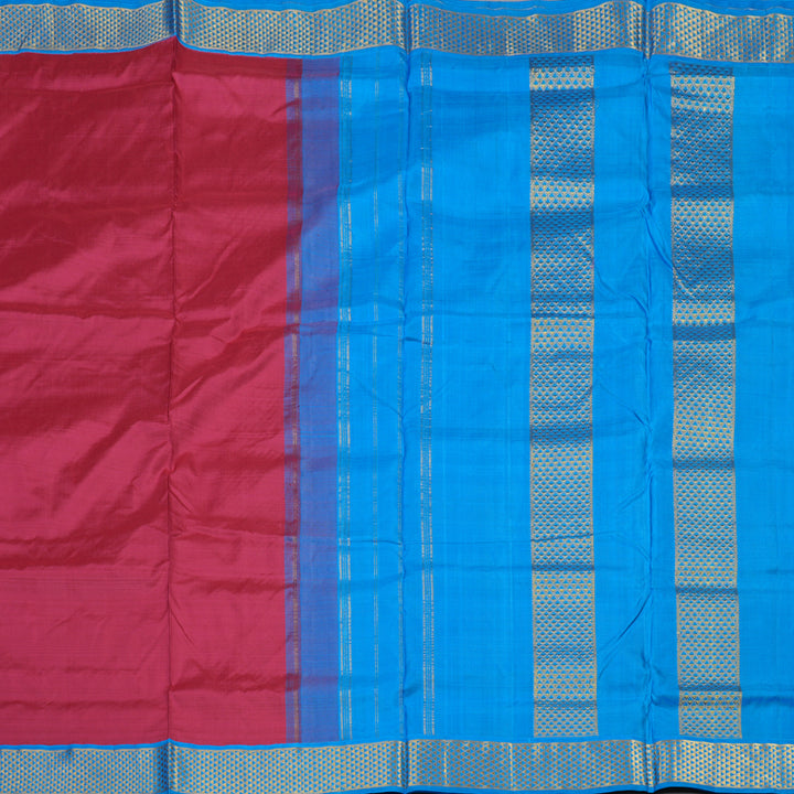 Hayagrivas Handloom Reddish-Pink Ten Yards Silk Madisar BBD1440L9-6