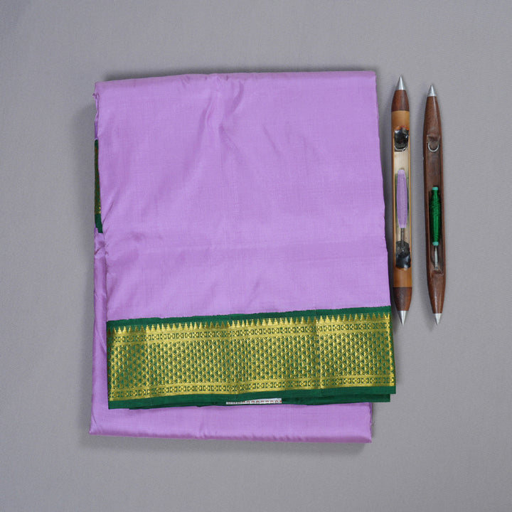 Hayagrivas Lavender Handloom Kanjivaram Ten Yards Madisar Silk Saree with Bottle Green Border BBD1440L9-8