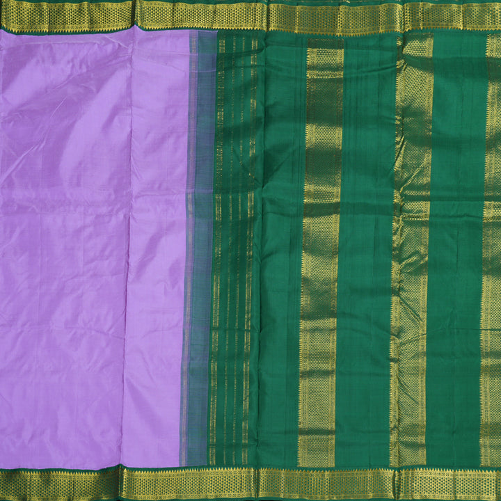 Hayagrivas Lavender Handloom Kanjivaram Ten Yards Madisar Silk Saree with Bottle Green Border BBD1440L9-8