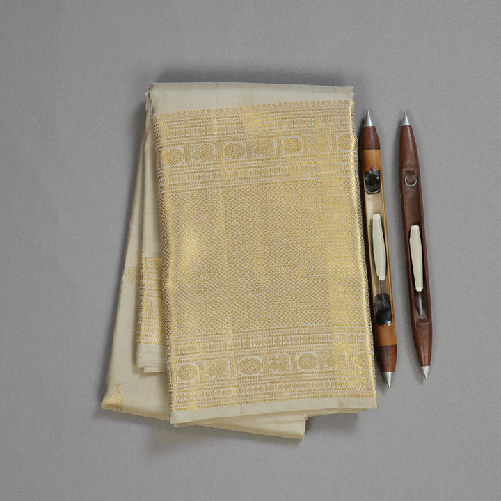 Hayagrivas Soft Beige Handloom Kanjivaram Silk Saree BBD1441L11-1
