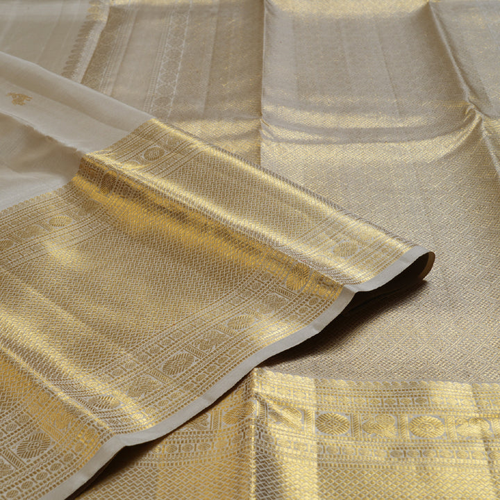 Hayagrivas Soft Beige Handloom Kanjivaram Silk Saree BBD1441L11-1