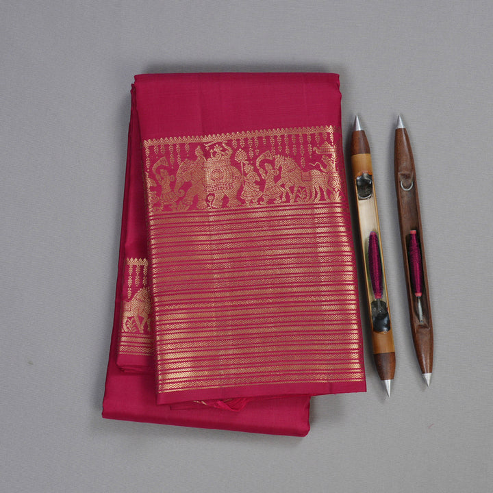 Hayagrivas Reddish Pink Handloom Kanjivaram Silk Saree BBD1441L12-2