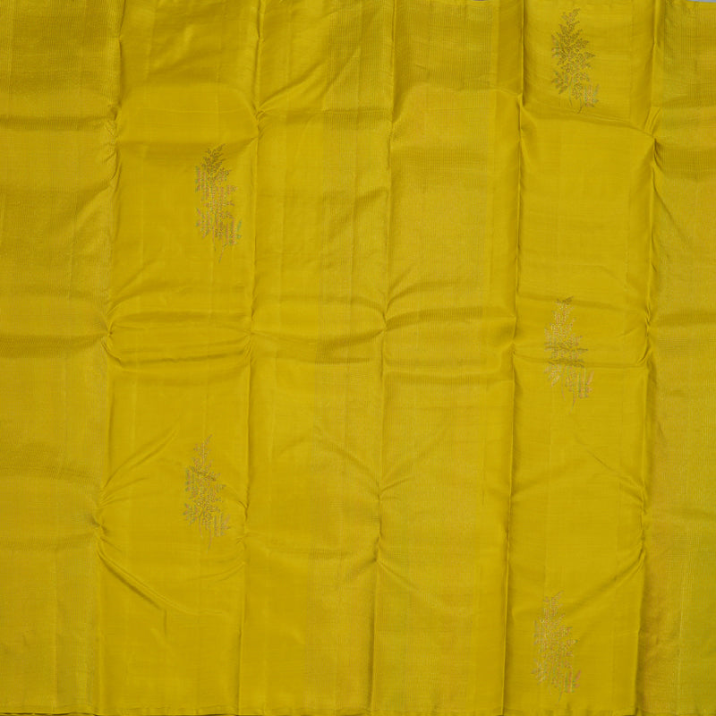 Hayagrivas Lemon Green Handloom Kanjivaram Silk Saree with Dark Purple Border BBD1441L23-1