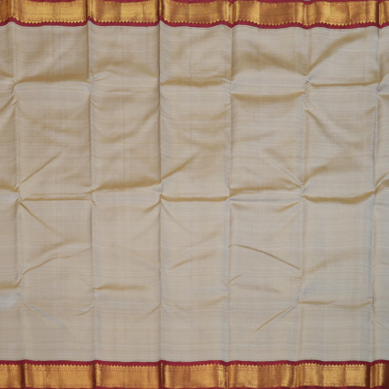 Hayagrivas Beige Handloom Kanjivaram Silk Saree with Maroon Border BBD1442L1-1
