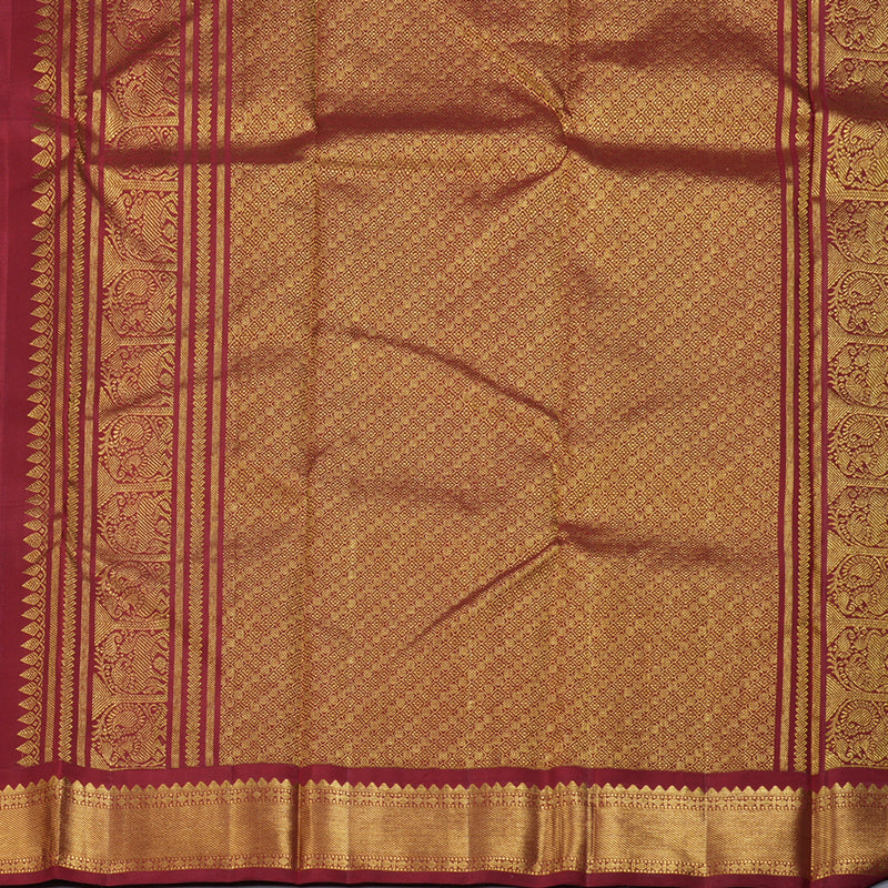 Hayagrivas Beige Handloom Kanjivaram Silk Saree with Maroon Border BBD1442L1-1