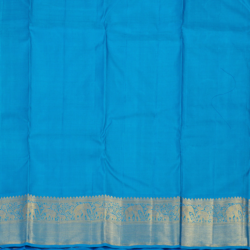 Hayagrivas Orangish Pink Handloom Kanjivaram Silk Saree with Sky Blue Border BBD1442L5-1