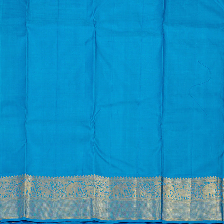 Hayagrivas Orangish Pink Handloom Kanjivaram Silk Saree with Sky Blue Border BBD1442L5-1