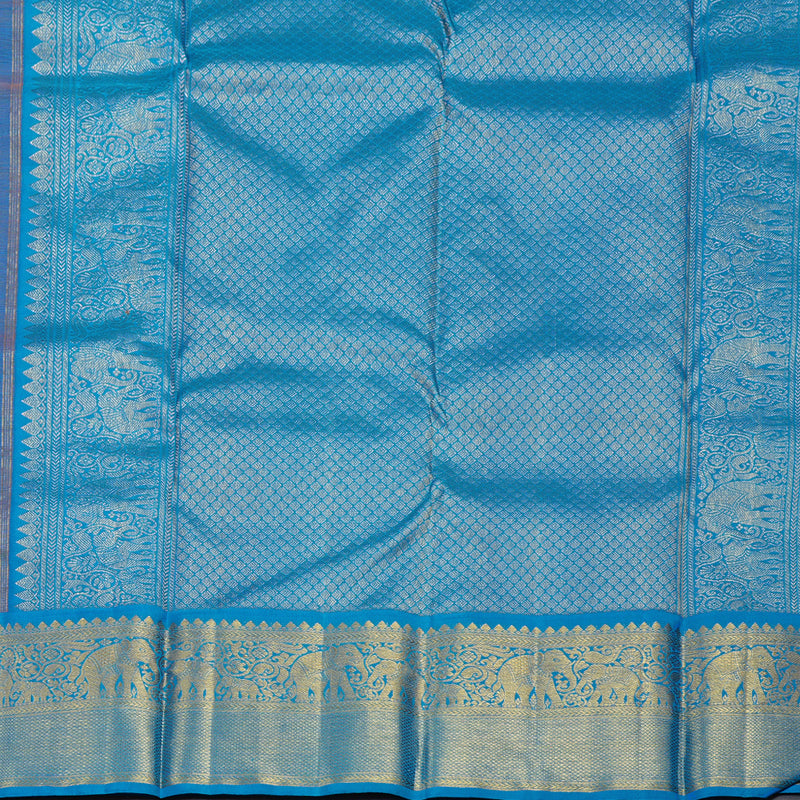 Hayagrivas Orangish Pink Handloom Kanjivaram Silk Saree with Sky Blue Border BBD1442L5-1
