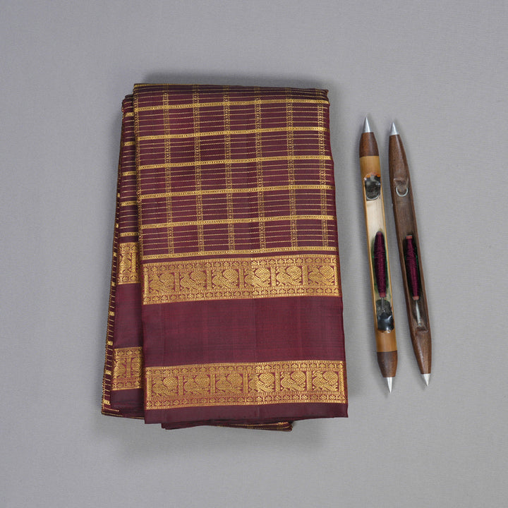 Hayagrivas Handloom Vairaoosi with Jarigai Checks Kanjivaram Saree  BBD1447L2-1