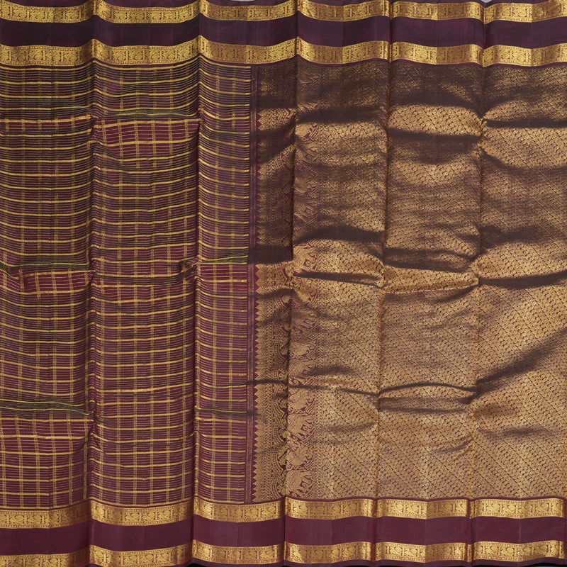 Hayagrivas Handloom Vairaoosi with Jarigai Checks Kanjivaram Saree  BBD1447L2-1