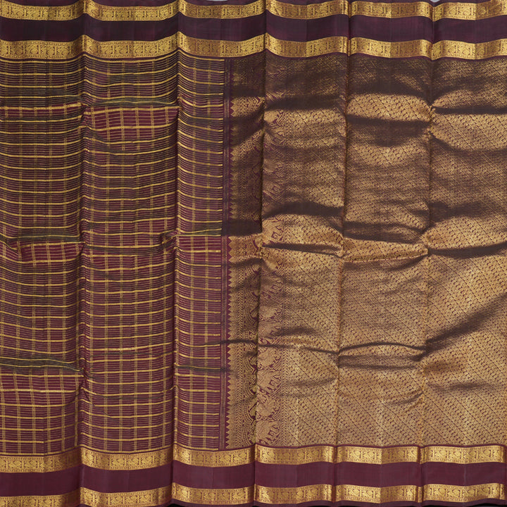 Hayagrivas Handloom Vairaoosi with Jarigai Checks Kanjivaram Saree  BBD1447L2-1