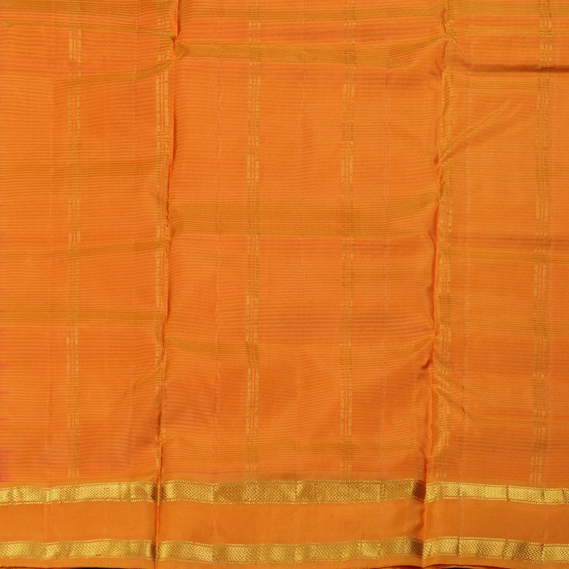 Hayagrivas Orangish Pink Handloom Kanjivaram Ten Yards Silk Saree with Mango Yellow Border BBD1448L1-11