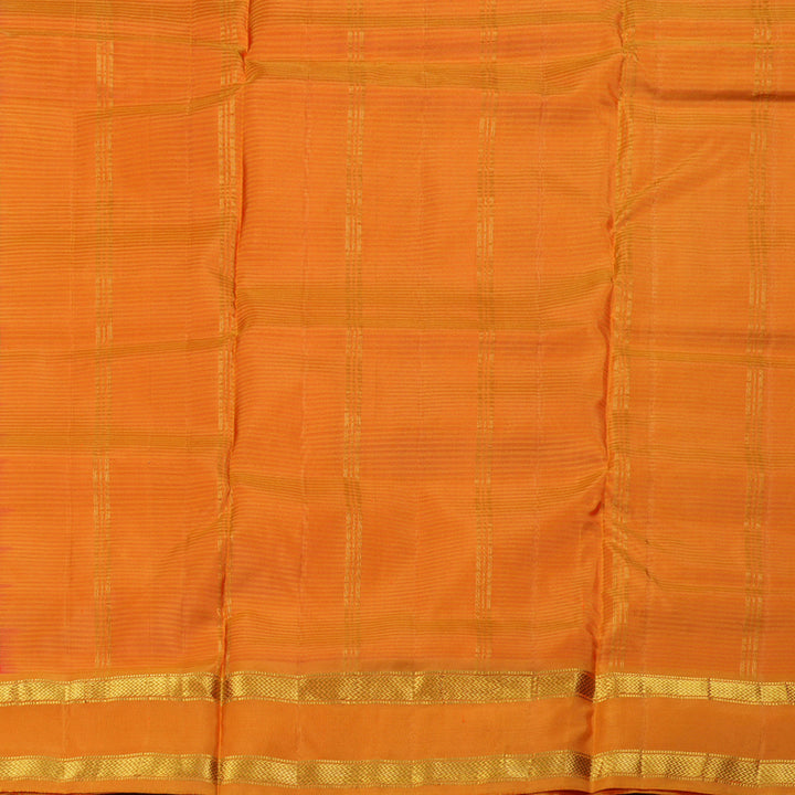 Hayagrivas Orangish Pink Handloom Kanjivaram Ten Yards Silk Saree with Mango Yellow Border BBD1448L1-11