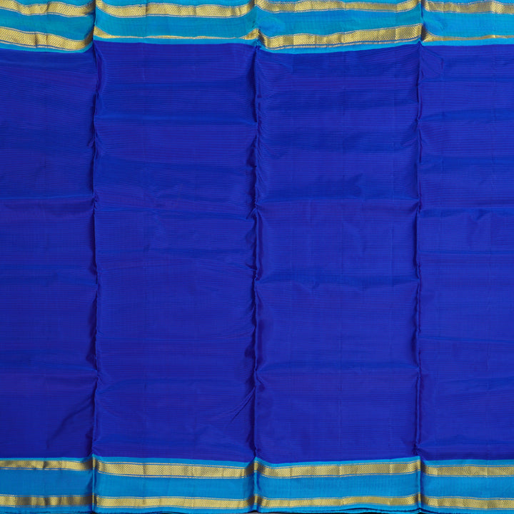 Hayagrivas Blue Handloom Kanjivaram Ten Yards Silk Saree with Sky Blue Border BBD1448L1-4
