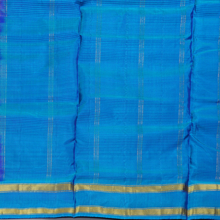 Hayagrivas Blue Handloom Kanjivaram Ten Yards Silk Saree with Sky Blue Border BBD1448L1-4