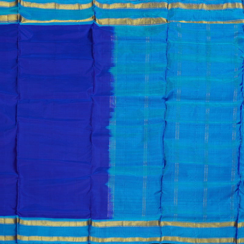 Hayagrivas Blue Handloom Kanjivaram Ten Yards Silk Saree with Sky Blue Border BBD1448L1-4
