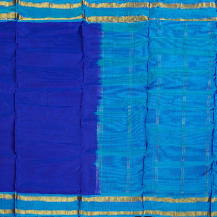 Hayagrivas Blue Handloom Kanjivaram Ten Yards Silk Saree with Sky Blue Border BBD1448L1-4