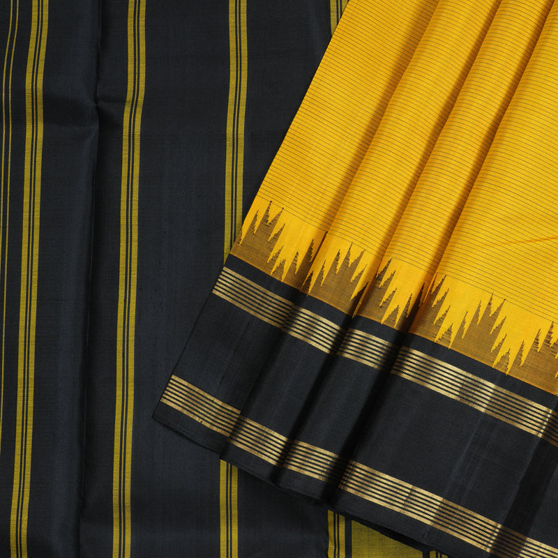 Hayagrivas Handloom Kanjivaram Silk Saree in Sun Kissed Yellow BBD1454L1-1