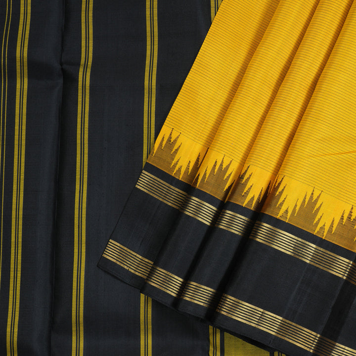Hayagrivas Handloom Kanjivaram Silk Saree in Sun Kissed Yellow BBD1454L1-1