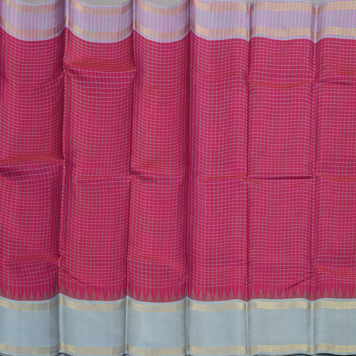 Hayagrivas Reddish Pink Handloom Kanjivaram Silk Saree with Ganga Jamuna (Silver Grey And Baby Pink) Border BBD1454L2-6
