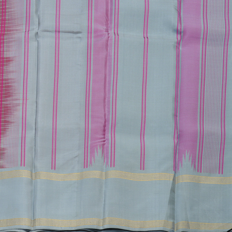 Hayagrivas Reddish Pink Handloom Kanjivaram Silk Saree with Ganga Jamuna (Silver Grey And Baby Pink) Border BBD1454L2-6