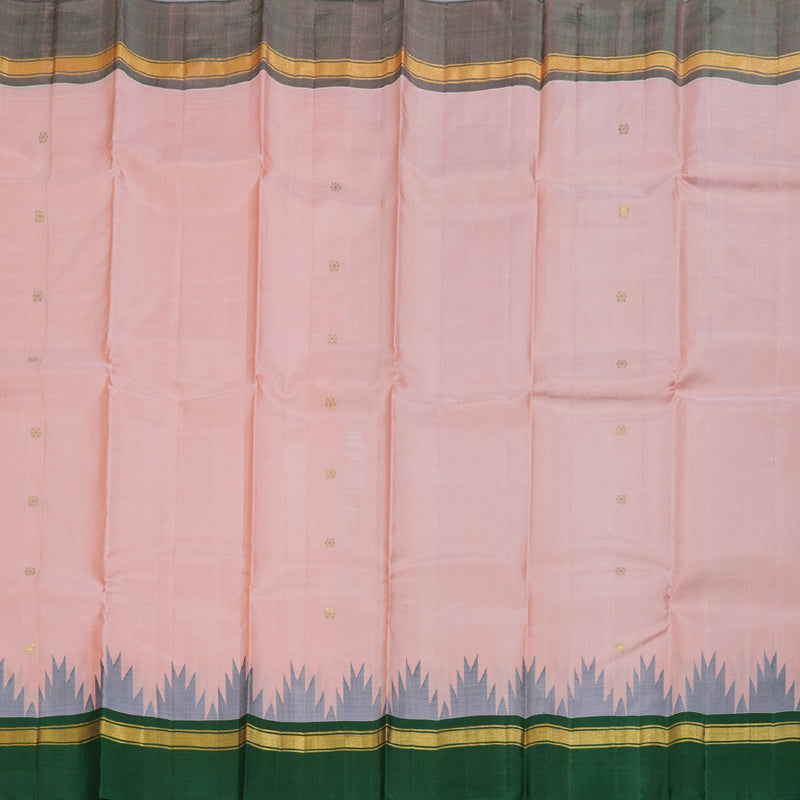Hayagrivas Light Peach Pink Handloom Kanjivaram Silk Saree with Bottle Green Border BBD1454L2-7