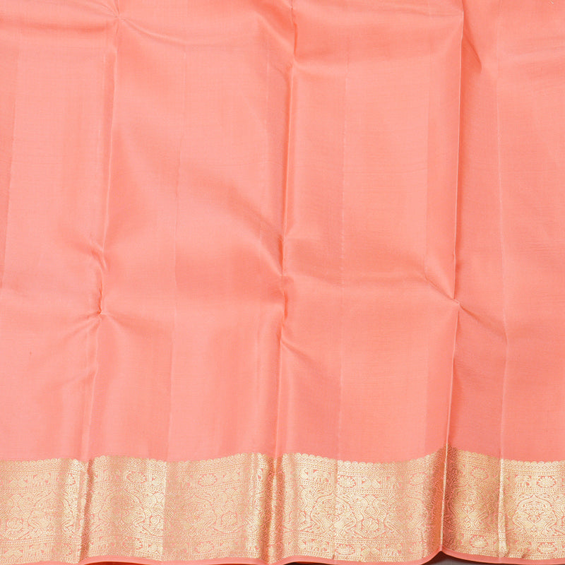 Hayagrivas Half White Handloom Kanjivaram Silk Saree with Peach Pink Border BBD1455L2-3