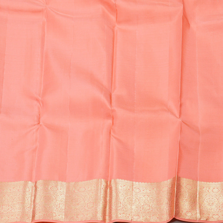 Hayagrivas Half White Handloom Kanjivaram Silk Saree with Peach Pink Border BBD1455L2-3