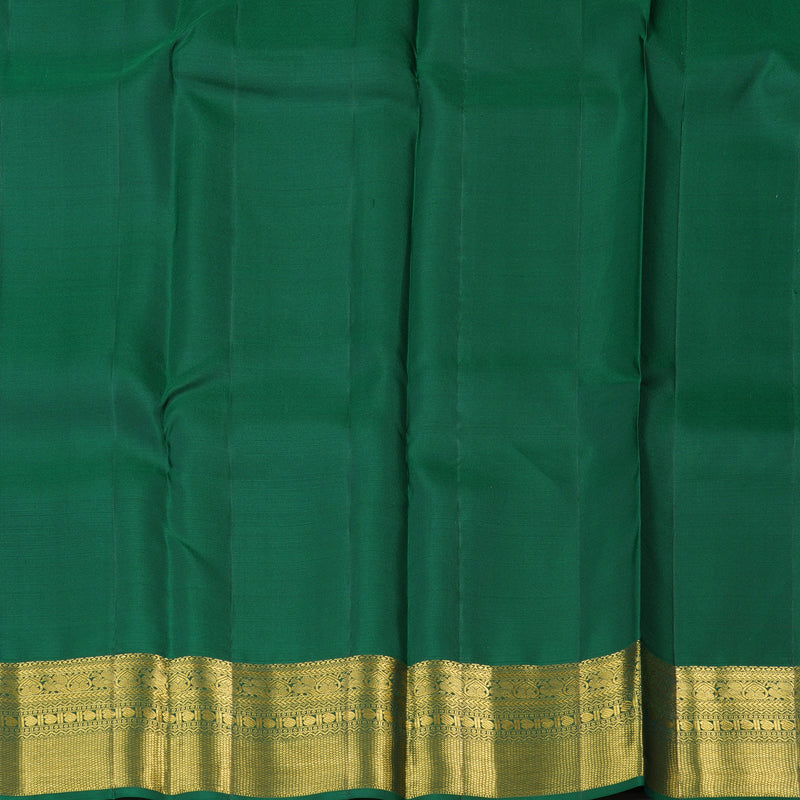 Hayagrivas Reddish Pink Handloom Kanjivaram Silk Saree with Bottle Green Border BBD1455L6-1