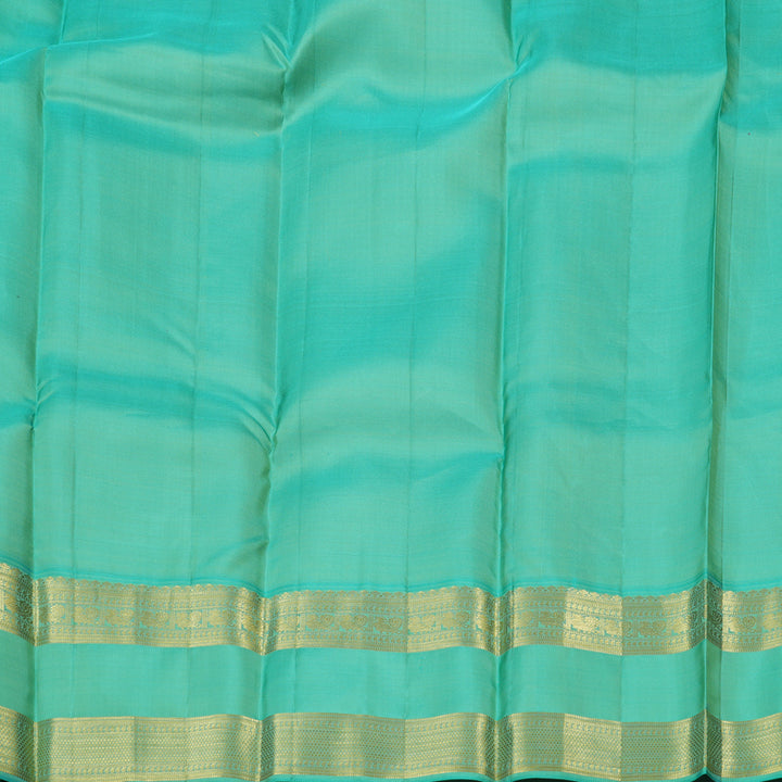 Hayagrivas Copper Color Handloom Kanjivaram Silk Saree with Sea Blue Border BBD1455L7-1