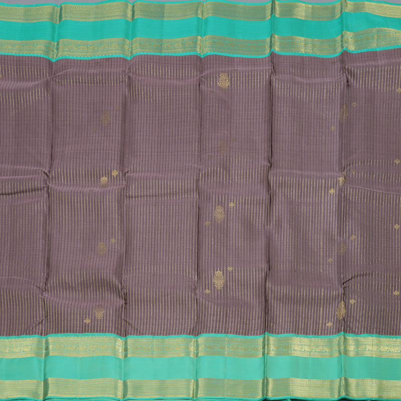 Hayagrivas Copper Color Handloom Kanjivaram Silk Saree with Sea Blue Border BBD1455L7-1