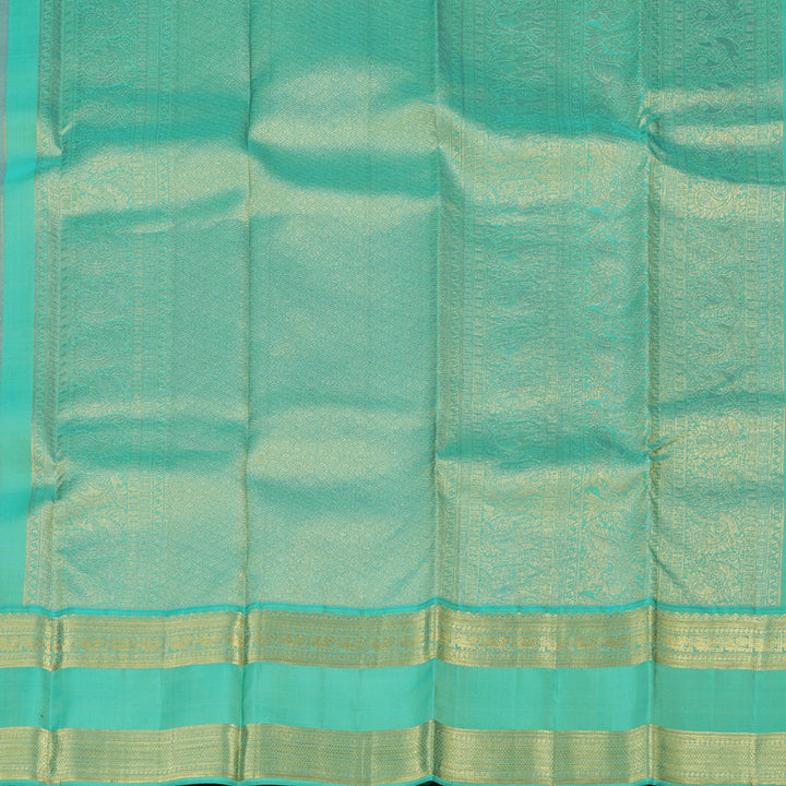 Hayagrivas Copper Color Handloom Kanjivaram Silk Saree with Sea Blue Border BBD1455L7-1