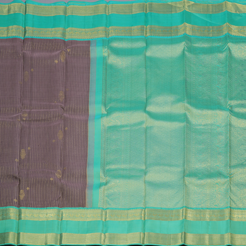 Hayagrivas Copper Color Handloom Kanjivaram Silk Saree with Sea Blue Border BBD1455L7-1