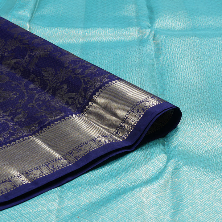 Hayagrivas Blue Handloom Kanjivaram Silk Saree BBD1456L1-1