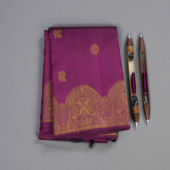 Hayagrivas Dark Purple Handloom Kanjivaram Silk Saree BBD1456L10-1