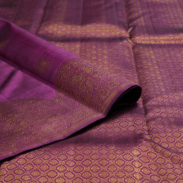 Hayagrivas Dark Purple Handloom Kanjivaram Silk Saree BBD1456L10-1