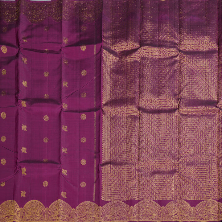 Hayagrivas Dark Purple Handloom Kanjivaram Silk Saree BBD1456L10-1