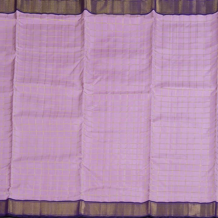 Hayagrivas Lavender Handloom Kanjivaram Ten Yards Silk Saree with Dark Blue Border BBD1456L11-1
