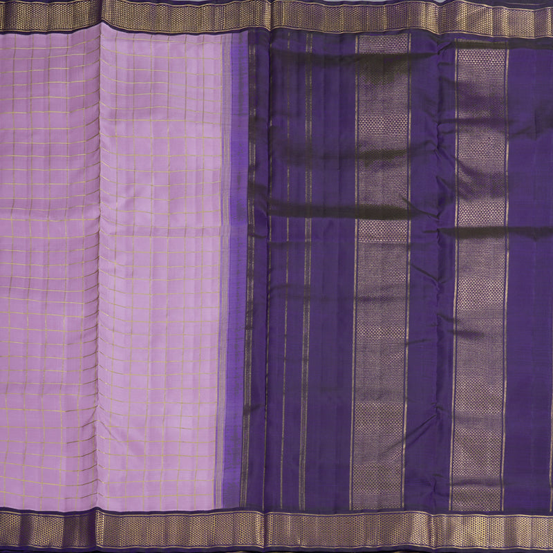 Hayagrivas Lavender Handloom Kanjivaram Ten Yards Silk Saree with Dark Blue Border BBD1456L11-1
