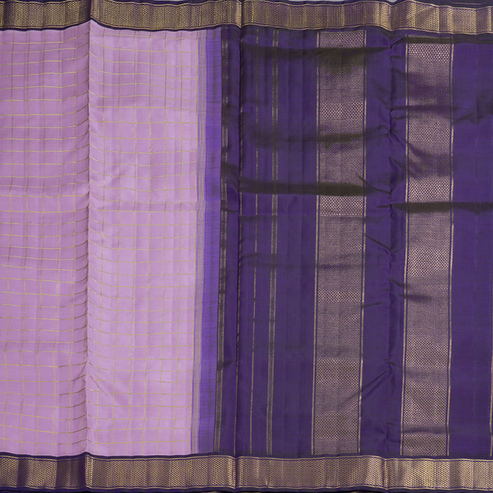 Hayagrivas Lavender Handloom Kanjivaram Ten Yards Silk Saree with Dark Blue Border BBD1456L11-1