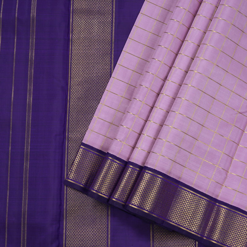 Hayagrivas Lavender Handloom Kanjivaram Ten Yards Silk Saree with Dark Blue Border BBD1456L11-1