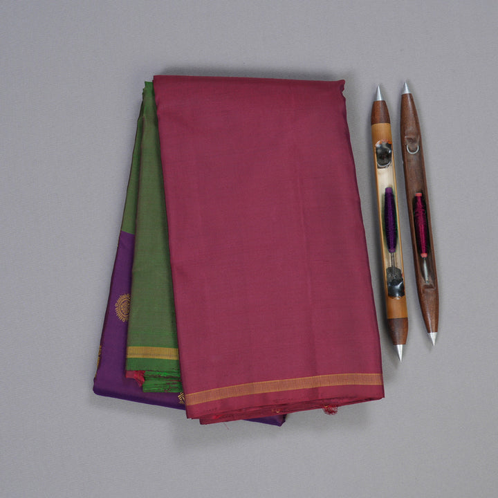 Hayagrivas Muppagam(Green,Purple And Wine Maroon) Handloom Kanjivaram Silk Saree BBD1457L6-1