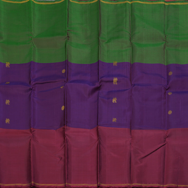 Hayagrivas Muppagam(Green,Purple And Wine Maroon) Handloom Kanjivaram Silk Saree BBD1457L6-1