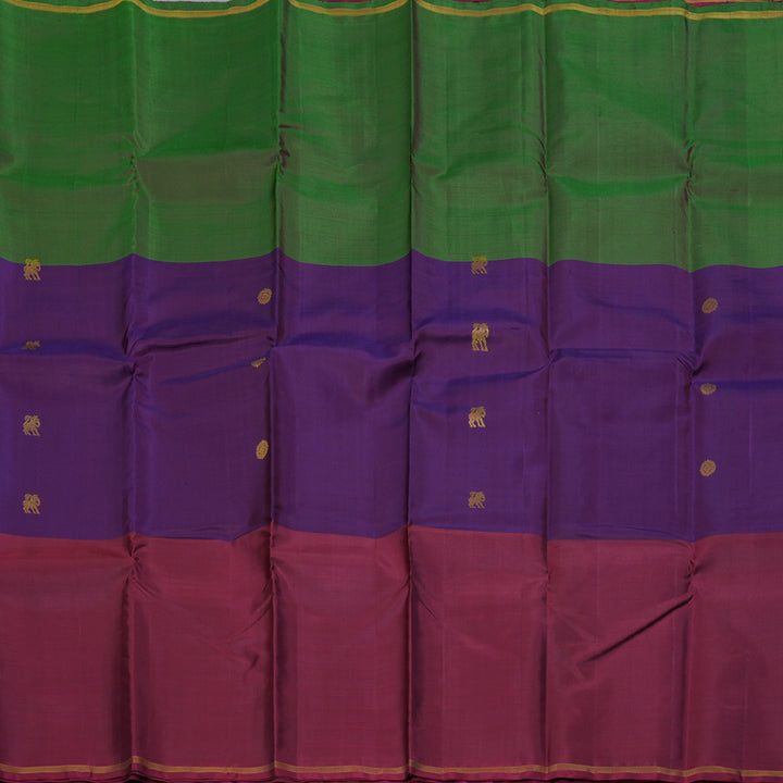 Hayagrivas Muppagam(Green,Purple And Wine Maroon) Handloom Kanjivaram Silk Saree BBD1457L6-1