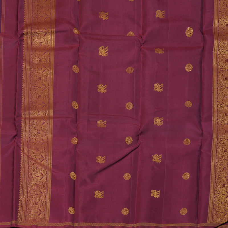 Hayagrivas Muppagam(Green,Purple And Wine Maroon) Handloom Kanjivaram Silk Saree BBD1457L6-1