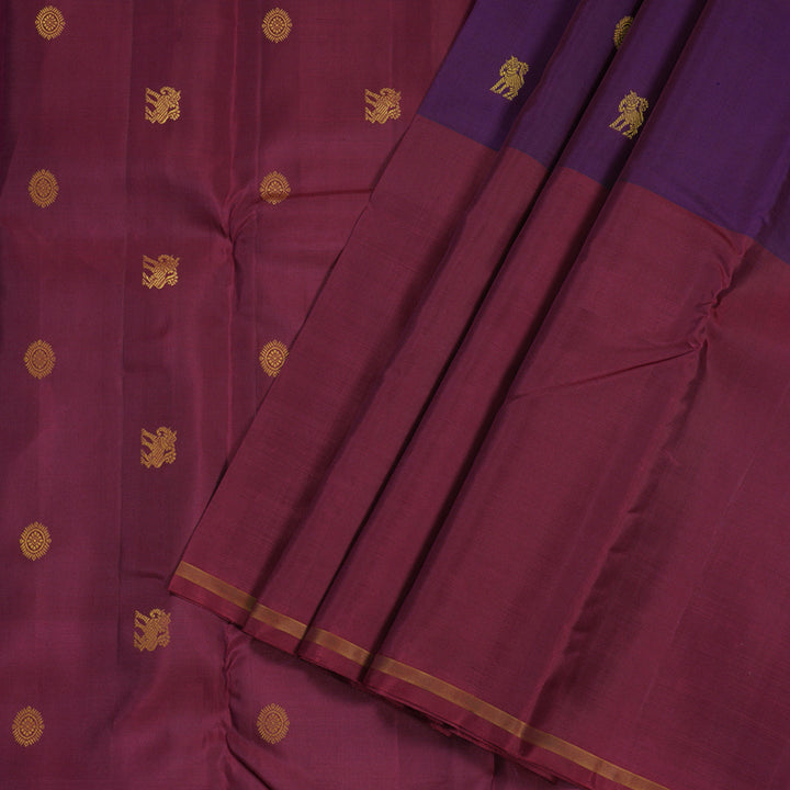 Hayagrivas Muppagam(Green,Purple And Wine Maroon) Handloom Kanjivaram Silk Saree BBD1457L6-1
