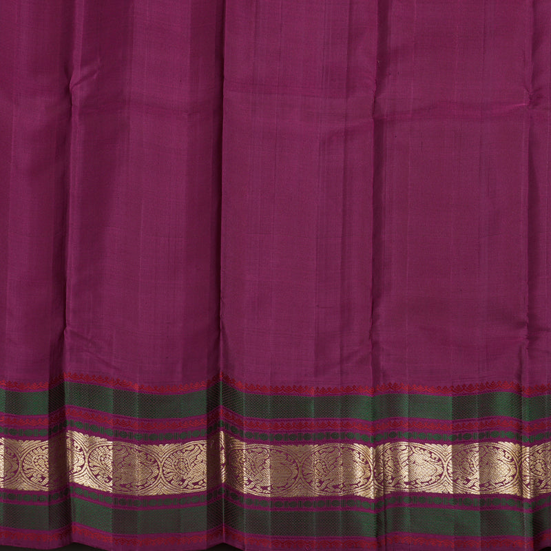 Hayagrivas Lemon Yellow Handloom Kanjivaram Silk Saree with Purple Border BBD1457L8-1